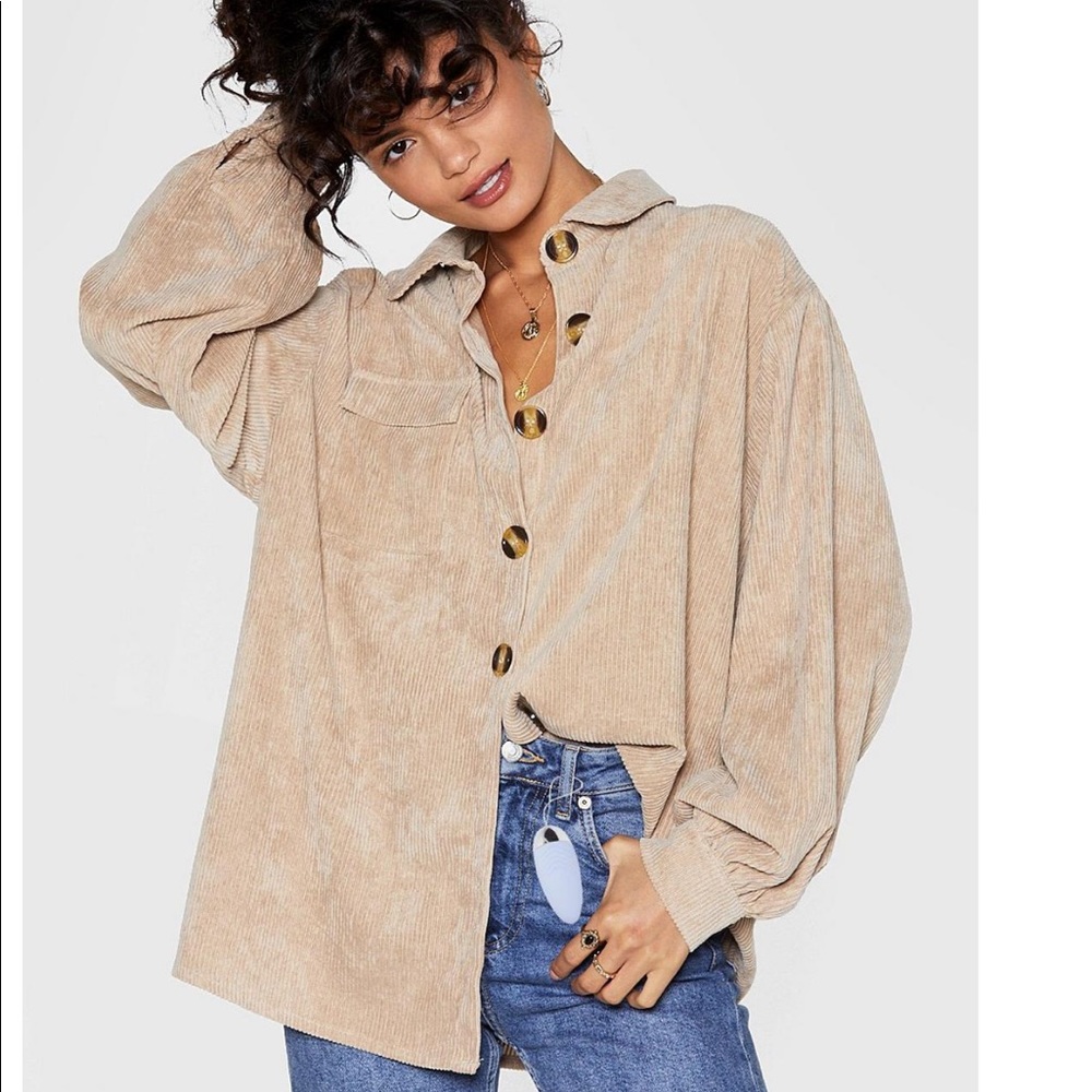 Button down oversized corduroy shirt